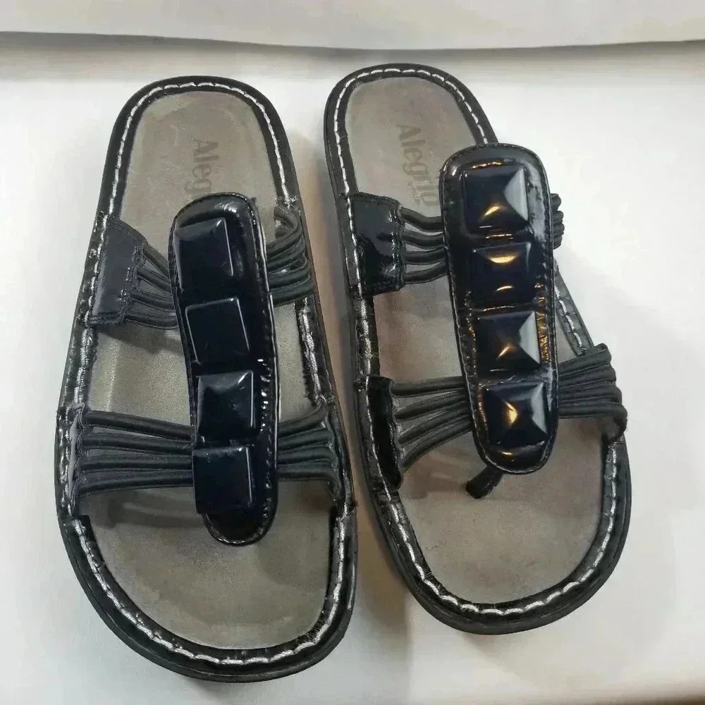 Alegria Black Comfort Vacation Resortwear Travel Sandals Sz 39 (8)